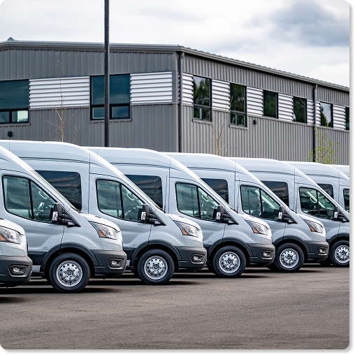 fleet of white vans