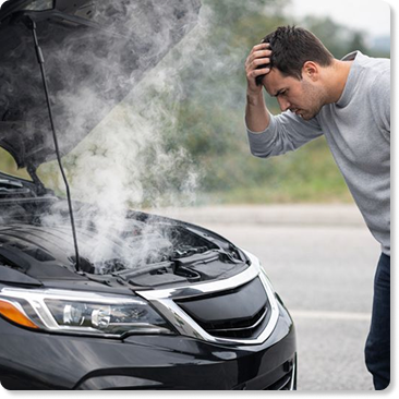 smoking vehicle with hood up