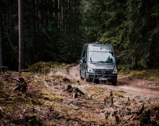 Sprinter van in the forest